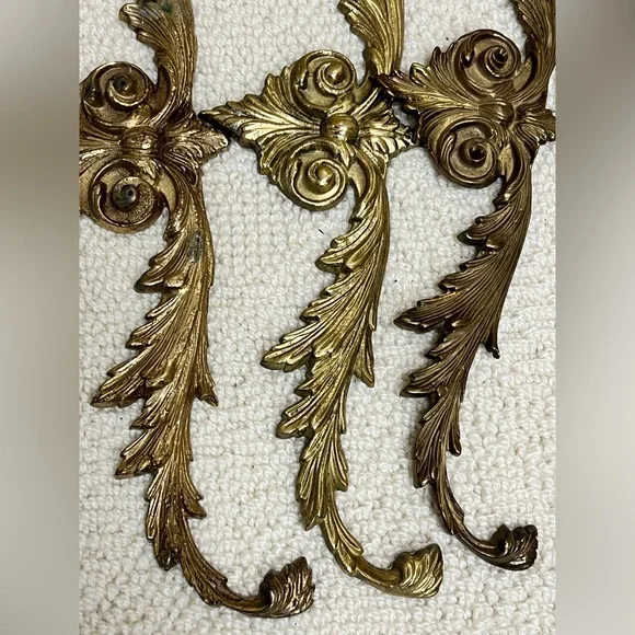 Vintage Solid Brass Wall Decor Ornament Plaque Topper Furniture Accent - Picture 7 of 16